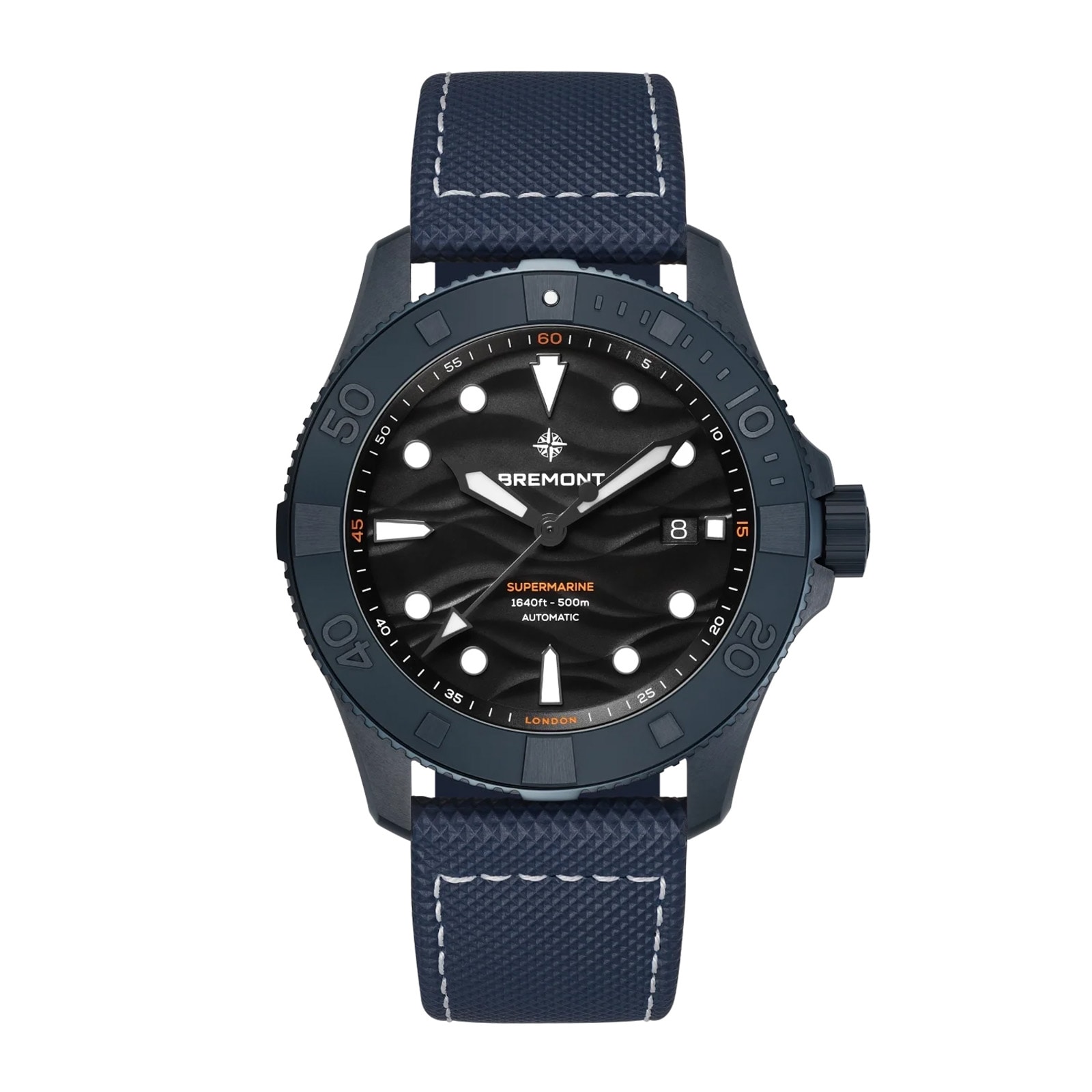 Bremont Supermarine Full Ceramic Deep Blue Limited Edition 43mm Mens Watch Black Dial Leather Strap Bremont Supermarine Full Ceramic Deep Blue Limited Edition 43mm Mens Watch Black Dial Leather Strap