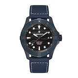 Bremont Supermarine Full Ceramic Deep Blue Limited Edition 43mm Mens Watch Black Dial Leather Strap