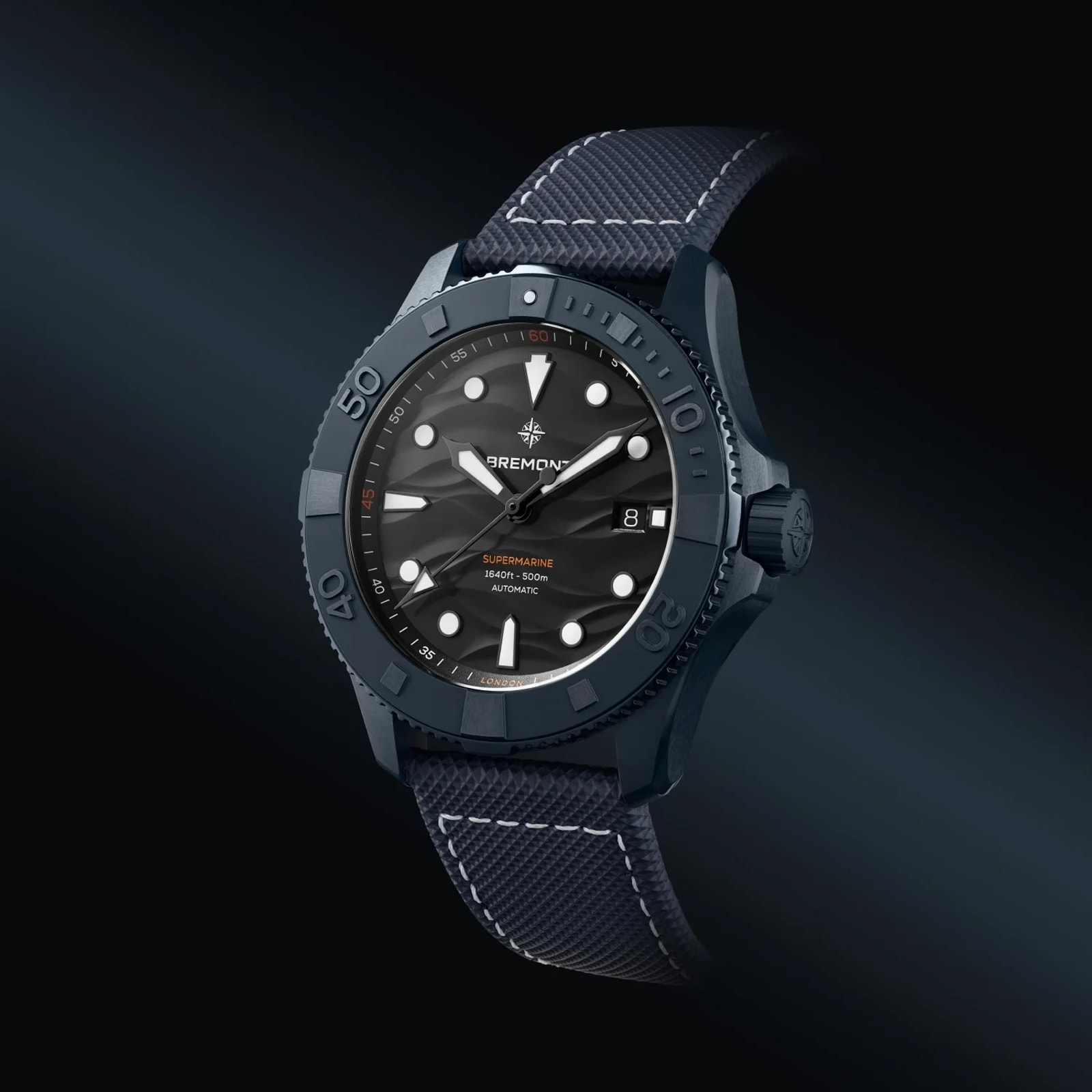 Bremont Supermarine Full Ceramic Deep Blue Limited Edition 43mm Mens Watch Black Dial Leather Strap Bremont Supermarine Full Ceramic Deep Blue Limited Edition 43mm Mens Watch Black Dial Leather Strap