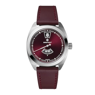 Bremont Terra Nova Jumping Hour 35mm Unisex Watch Burgundy Dial and Leather Strap