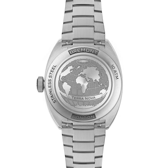 Bremont Terra Nova Jumping Hour 40.5mm Unisex Watch Burgundy Dial Stainless Steel Bracelet