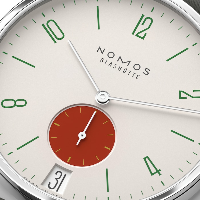 NOMOS Glashutte Tangente 38 Date Stop - 175 Years Watchmaking Glashutte