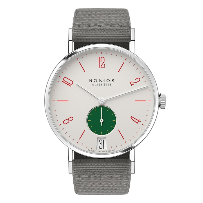 NOMOS Glashutte Tangente 38 Date Go - 175 Years Watchmaking Glashutte