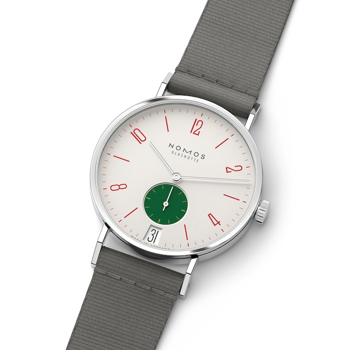 NOMOS Glashutte Tangente 38 Date Go - 175 Years Watchmaking Glashutte