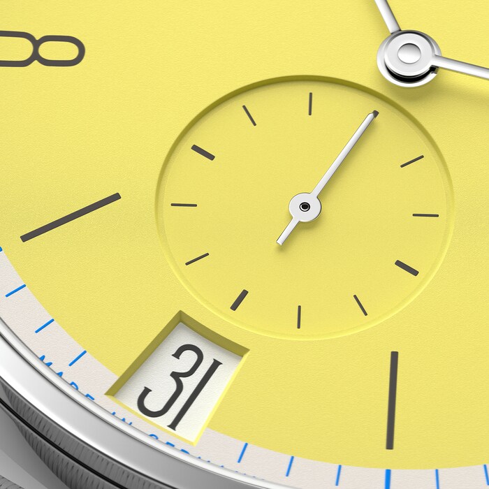 NOMOS Glashutte Tangente 38 Date Kanari - 175 Years Watchmaking Glashutte