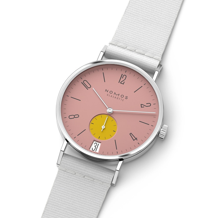 NOMOS Glashutte Tangente 38 Date Bubblegum - 175 Years Watchmaking Glashutte