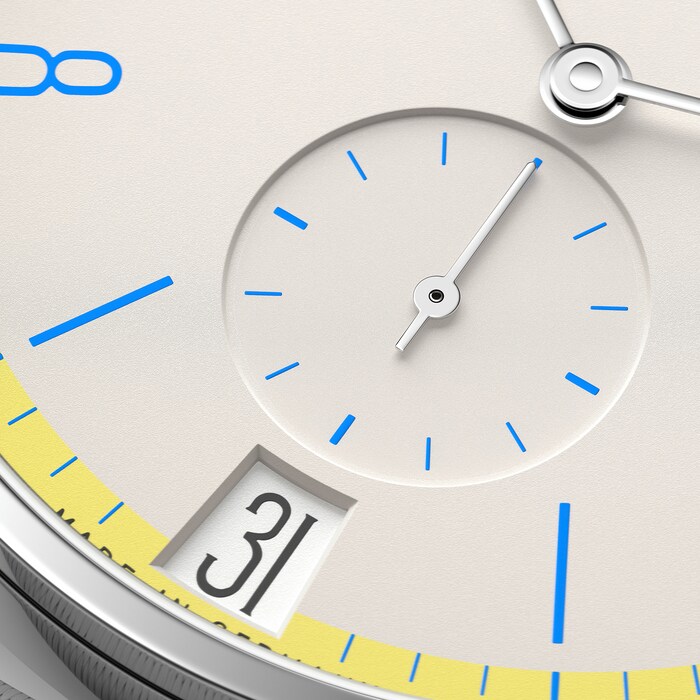 NOMOS Glashutte Tangente 38 Date Lemonbiscuit - 175 Years Watchmaking Glashutte