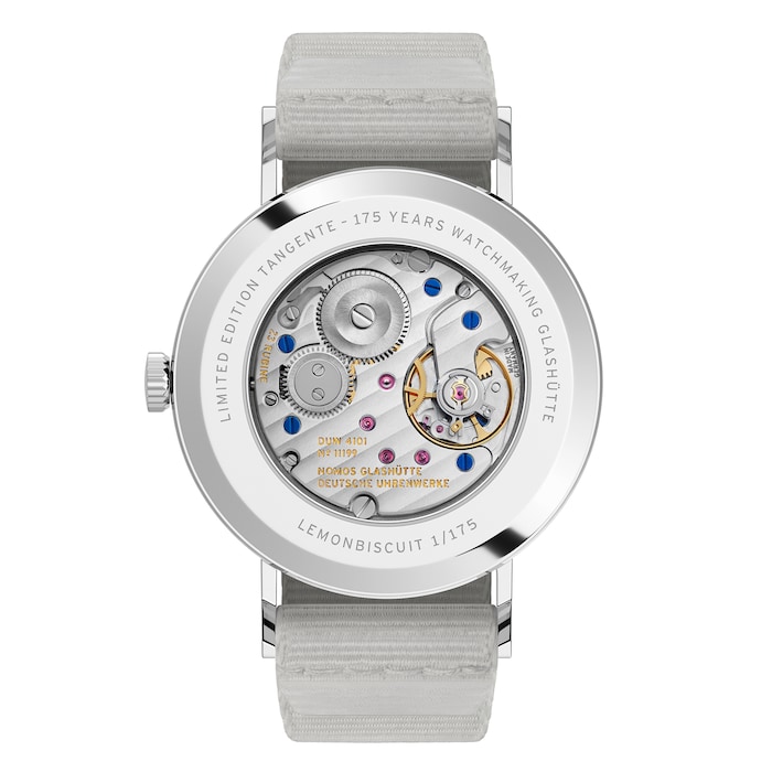 NOMOS Glashutte Tangente 38 Date Lemonbiscuit - 175 Years Watchmaking Glashutte