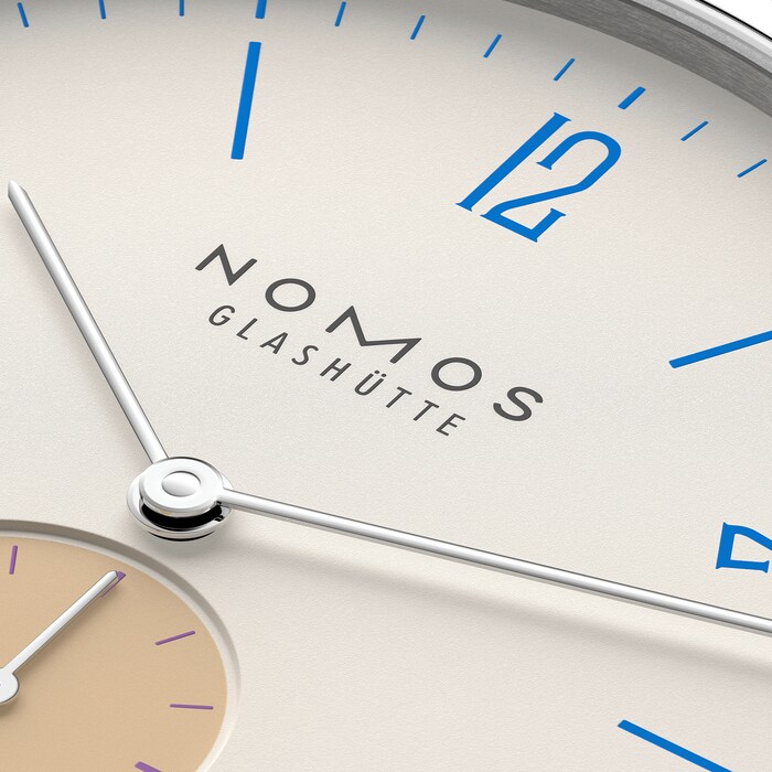 NOMOS Glashutte Tangente 38 Date Schulhausweiss - 175 Years Watchmaking Glashutte