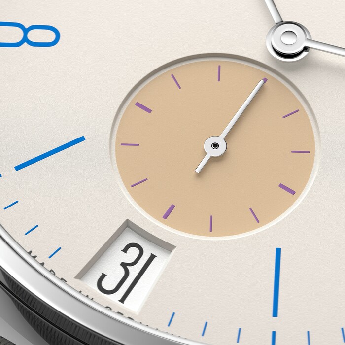 NOMOS Glashutte Tangente 38 Date Schulhausweiss - 175 Years Watchmaking Glashutte