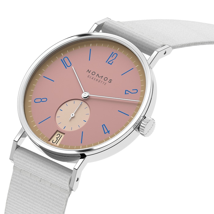 NOMOS Glashutte Tangente 38 Date Pompadour - 175 Years Watchmaking Glashutte