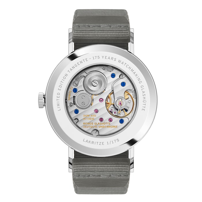 NOMOS Glashutte Tangente 38 Date Lakritze - 175 Years Watchmaking Glashutte