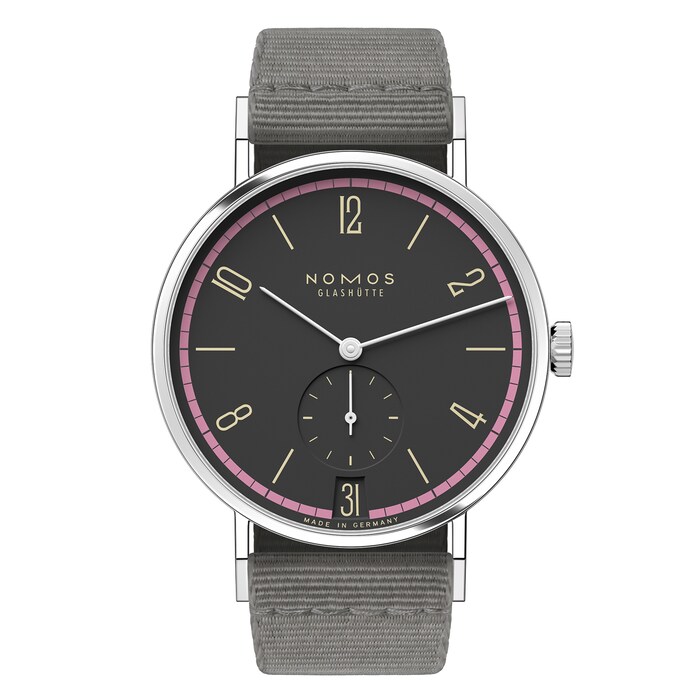 NOMOS Glashutte Tangente 38 Date Tiefseegrau - 175 Years Watchmaking Glashutte