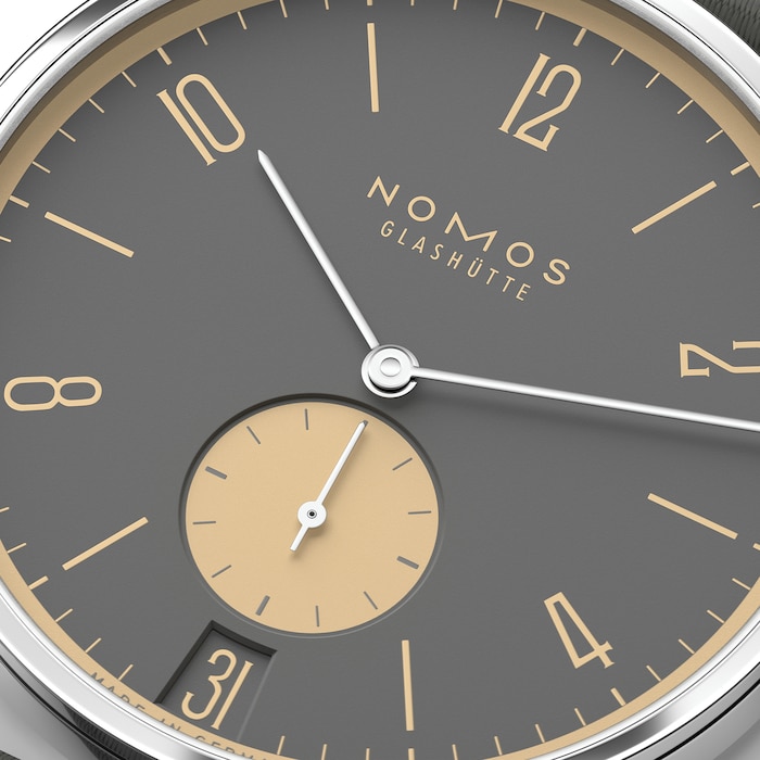 NOMOS Glashutte Tangente 38 Date Haifischgrau - 175 Years Watchmaking Glashutte