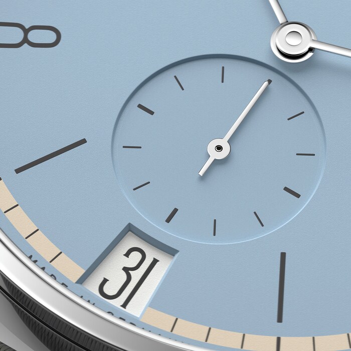 NOMOS Glashutte Tangente 38 Date Frostblau - 175 Years Watchmaking Glashutte