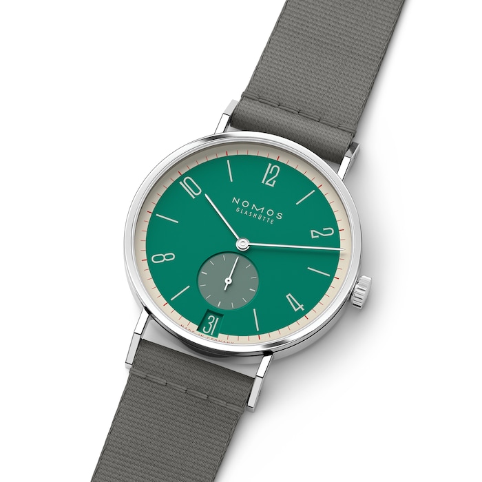 NOMOS Glashutte Tangente 38 Date Schlossgruen - 175 Years Watchmaking Glashutte