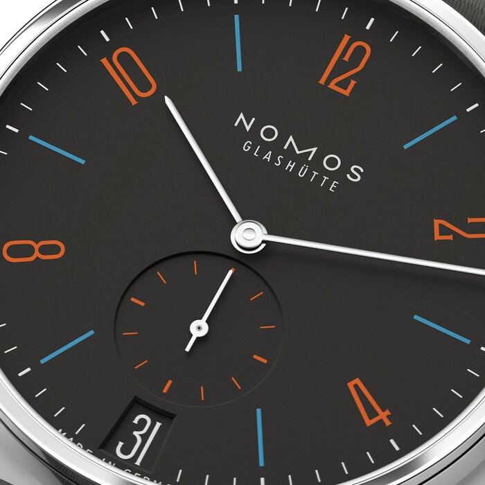 NOMOS Glashutte Tangente 38 Date Dunkelbunt - 175 Years Watchmaking Glashutte