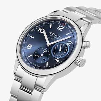 NOMOS Glashutte Club Sport Neomatik Worldtimer 40mm Mens Watch Blue