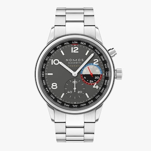 NOMOS Glashutte Club Sport Neomatik Worldtimer Volcano Limited Edition 40mm Mens Watch