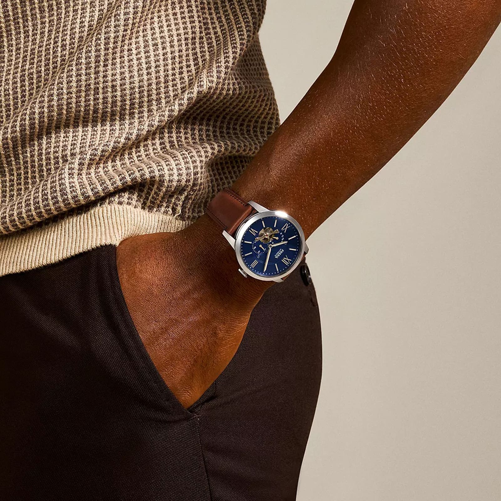 Fossil Townsman Automatic Cream Dial Mens Watch Fossil Townsman Automatic Cream Dial Mens Watch