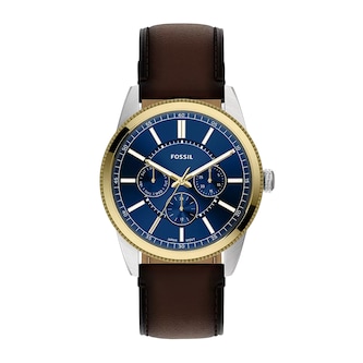 Fossil Pearson Multifunction Brown Leather Mens Watch