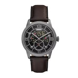 Fossil Townsman Big Tic Gunmetal Brown Leather Mens Watch