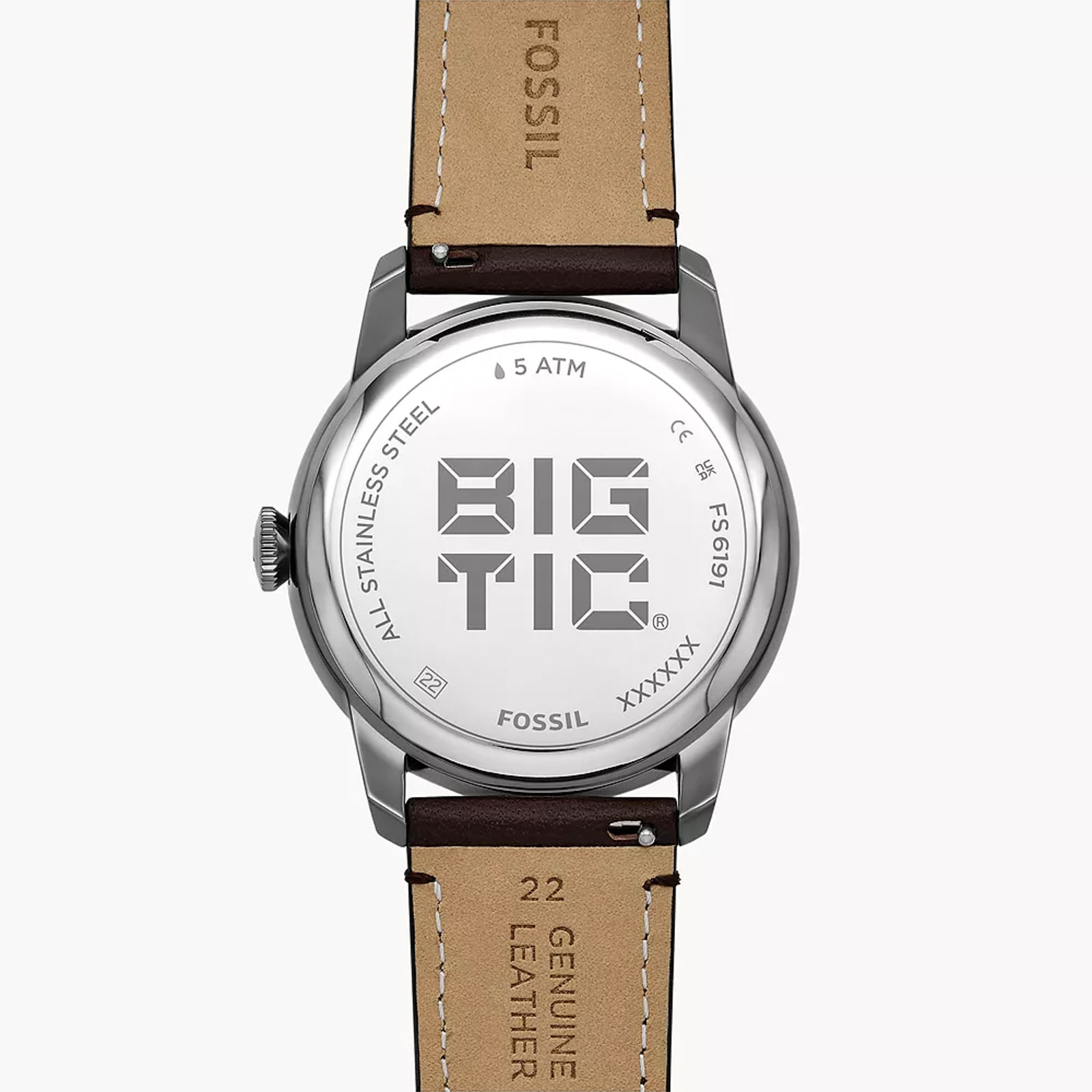 Fossil Townsman Big Tic Gunmetal Brown Leather Mens Watch Fossil Townsman Big Tic Gunmetal Brown Leather Mens Watch
