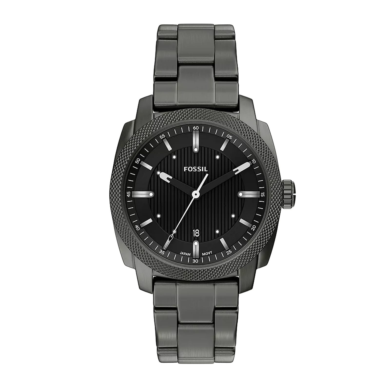 Fossil Machine Three-Hand Date Smoke Stainless Steel Mens Watch Fossil Machine Three-Hand Date Smoke Stainless Steel Mens Watch