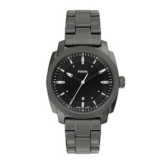 Fossil Machine Three-Hand Date Smoke Stainless Steel Mens Watch