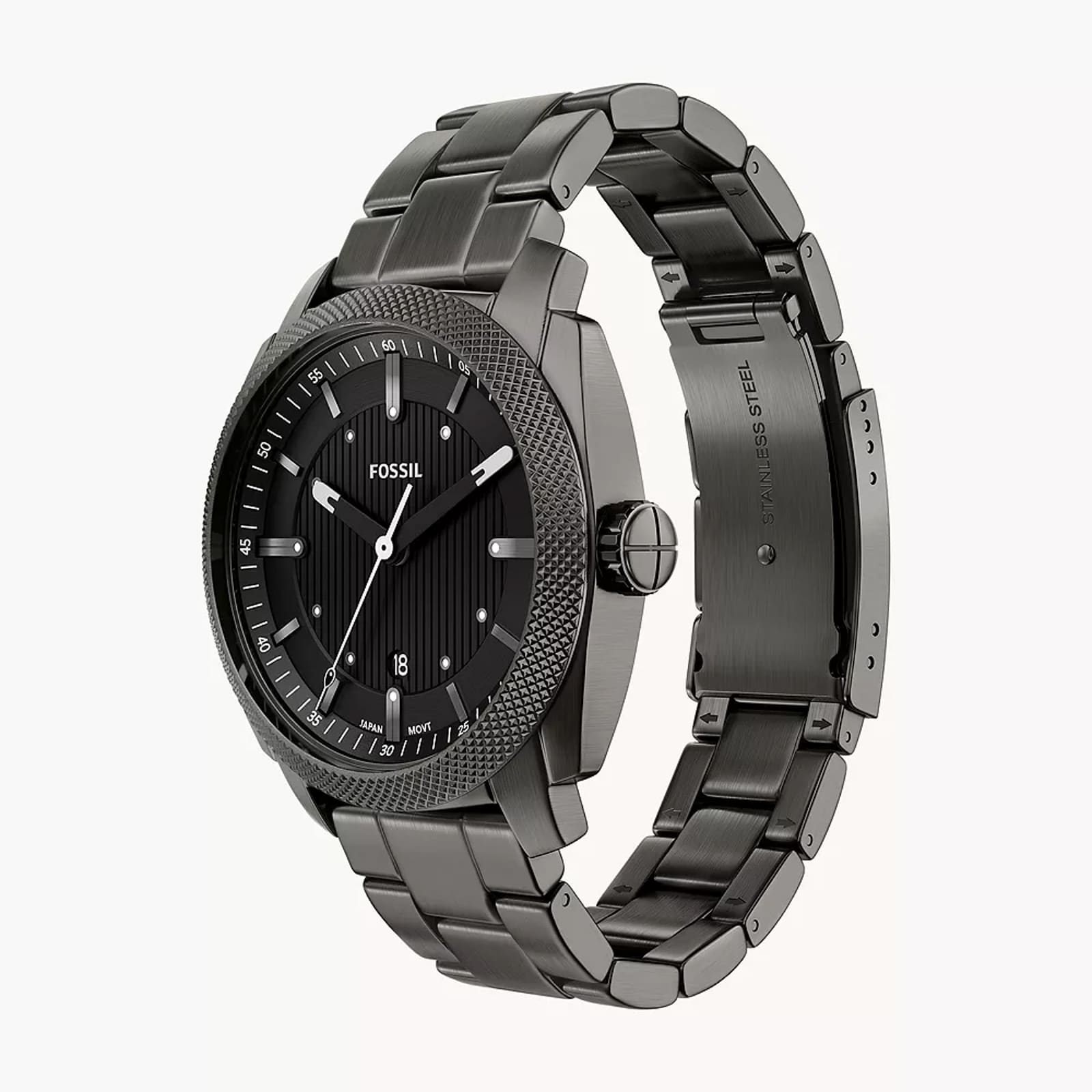 Fossil Machine Three-Hand Date Smoke Stainless Steel Mens Watch Fossil Machine Three-Hand Date Smoke Stainless Steel Mens Watch