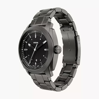Fossil Machine Three-Hand Date Smoke Stainless Steel Mens Watch
