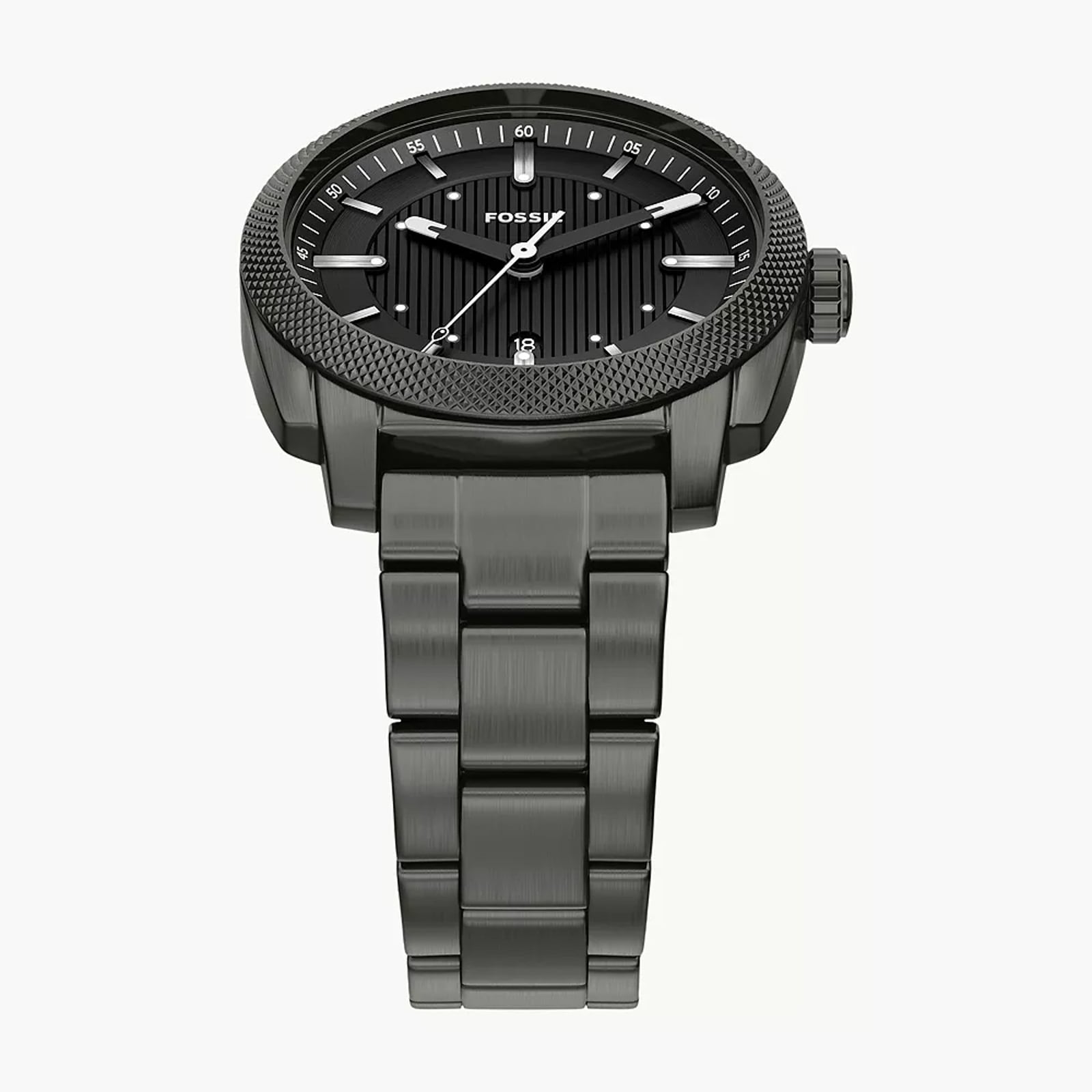 Fossil Machine Three-Hand Date Smoke Stainless Steel Mens Watch Fossil Machine Three-Hand Date Smoke Stainless Steel Mens Watch