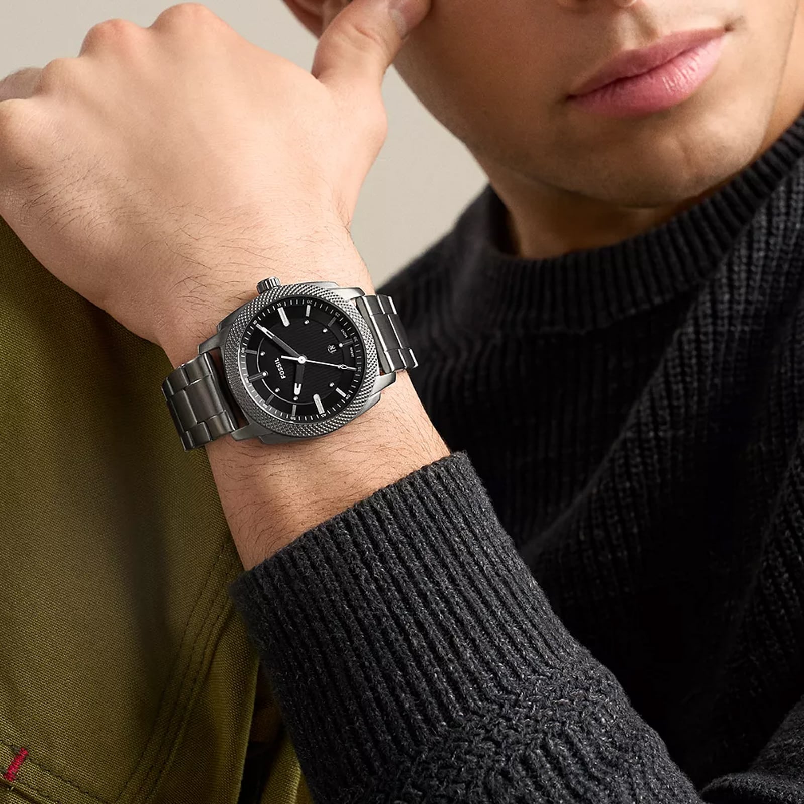 Fossil Machine Three-Hand Date Smoke Stainless Steel Mens Watch Fossil Machine Three-Hand Date Smoke Stainless Steel Mens Watch