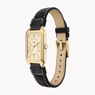 Fossil Raquel Three-Hand Date Black Leather Ladies Watch