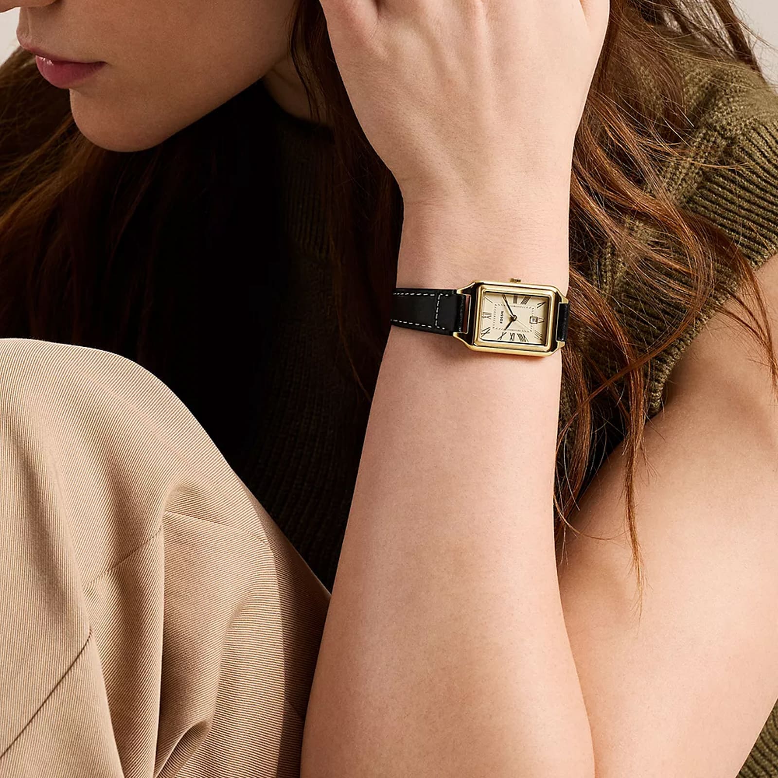 Fossil Raquel Three-Hand Date Black Leather Ladies Watch Fossil Raquel Three-Hand Date Black Leather Ladies Watch