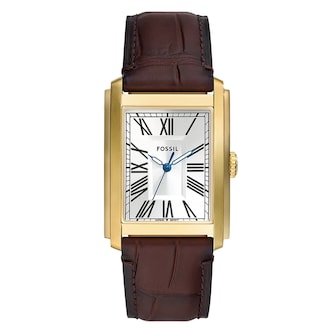 Fossil Carraway Yellow Gold PVD Silver Dial Mens Watch