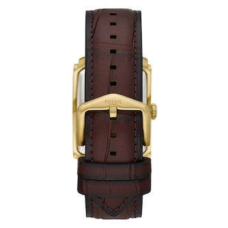 Fossil Carraway Yellow Gold PVD Silver Dial Mens Watch