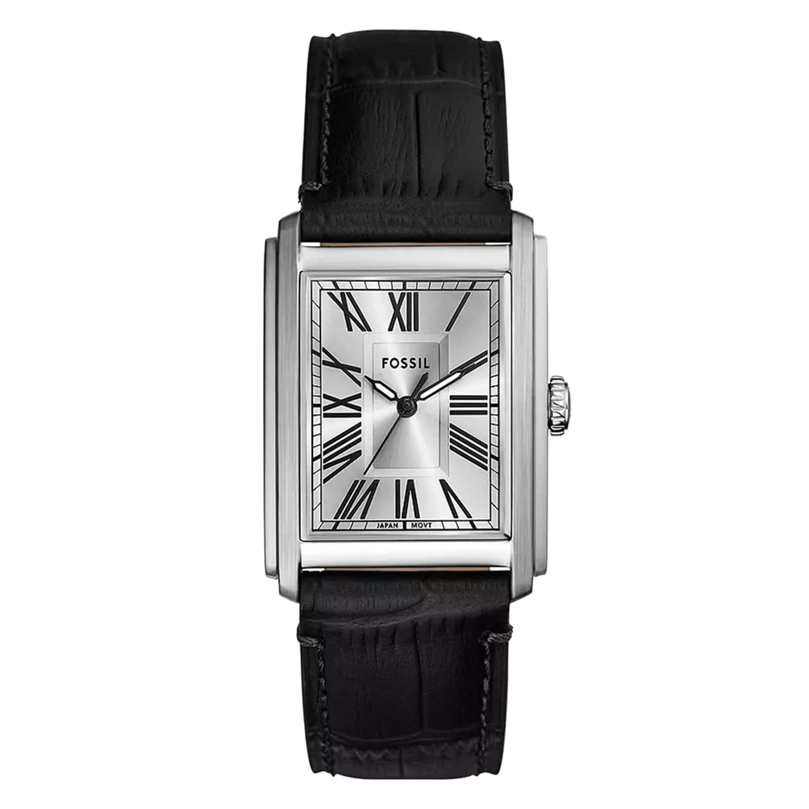Fossil Carraway Three-Hand Black Leather & Stainless Steel Mens Watch Fossil Carraway Three-Hand Black Leather & Stainless Steel Mens Watch