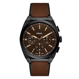 17230868 - Everett Stainless Steel Brown Dial & Leather Mens Watch