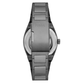 Fossil Everett Black Steel Skeleton Dial Mens Watch