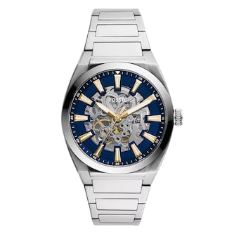 Fossil Everett Stainless Steel Blue Dial Mens Watch