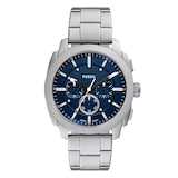 Fossil Machine Stainless Steel Blue Chronograph Mens Watch