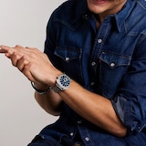 Fossil Machine Stainless Steel Blue Chronograph Mens Watch