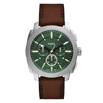 Fossil Machine Stainless Steel Green Chronograph Mens Watch