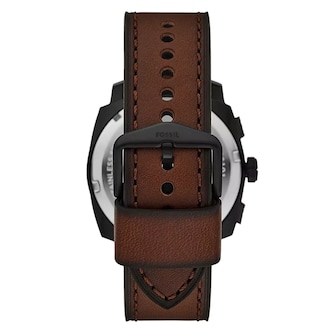 Fossil Machine Brown Leather Watch & Bracelet Set
