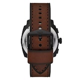 Fossil Machine Brown Leather Watch & Bracelet Set