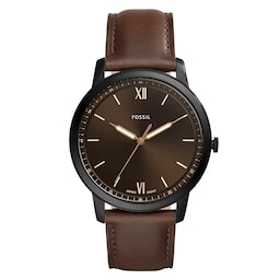17230880 - Minimalist Three-Hand Brown Leather Watch
