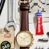 Fossil Neutra Brown Leather & Gold Dial Mens Watch