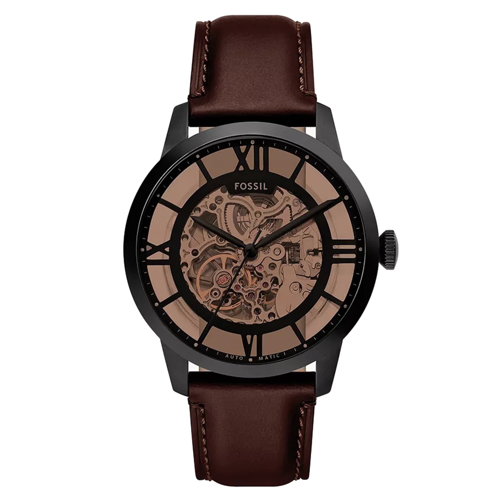 Fossil Townsman Automatic Dark Leather Mens Watch
