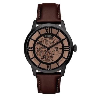 Fossil Townsman Automatic Dark Leather Mens Watch